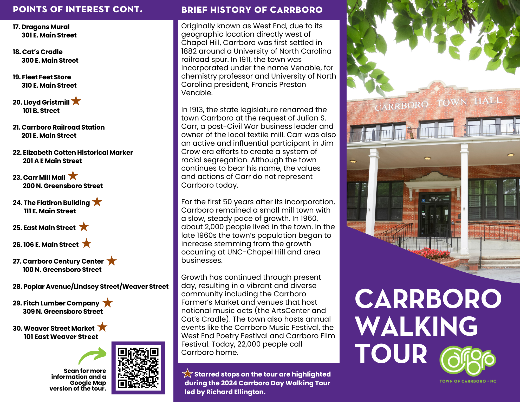 Carrboro Day Walking Tour Brochure Front