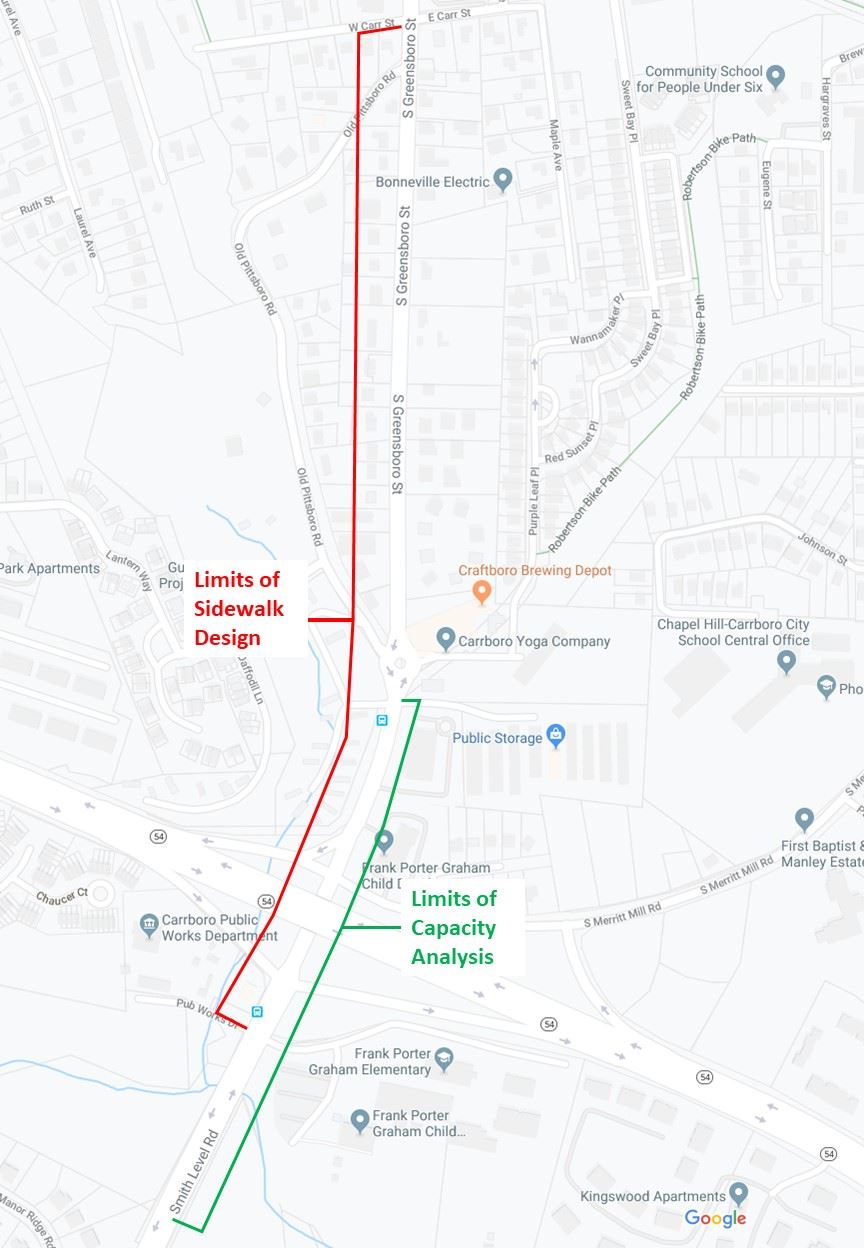 South Greensboro Street Sidewalk Map